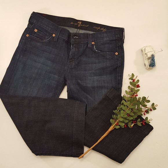 7 For All Mankind Crop Dojo Denim Capris - Sz 28 - Picture 1 of 8